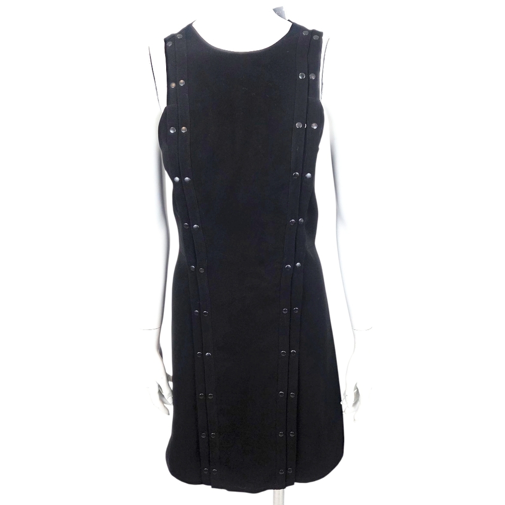 ALC Snap Sheath Dress Womens 6 Black Designer Career LBD Sleeveless Moto